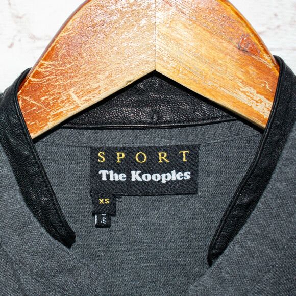 The Kooples Men's Pique and leather trim Polo Shirt Gray Size XS - Picture 3 of 8
